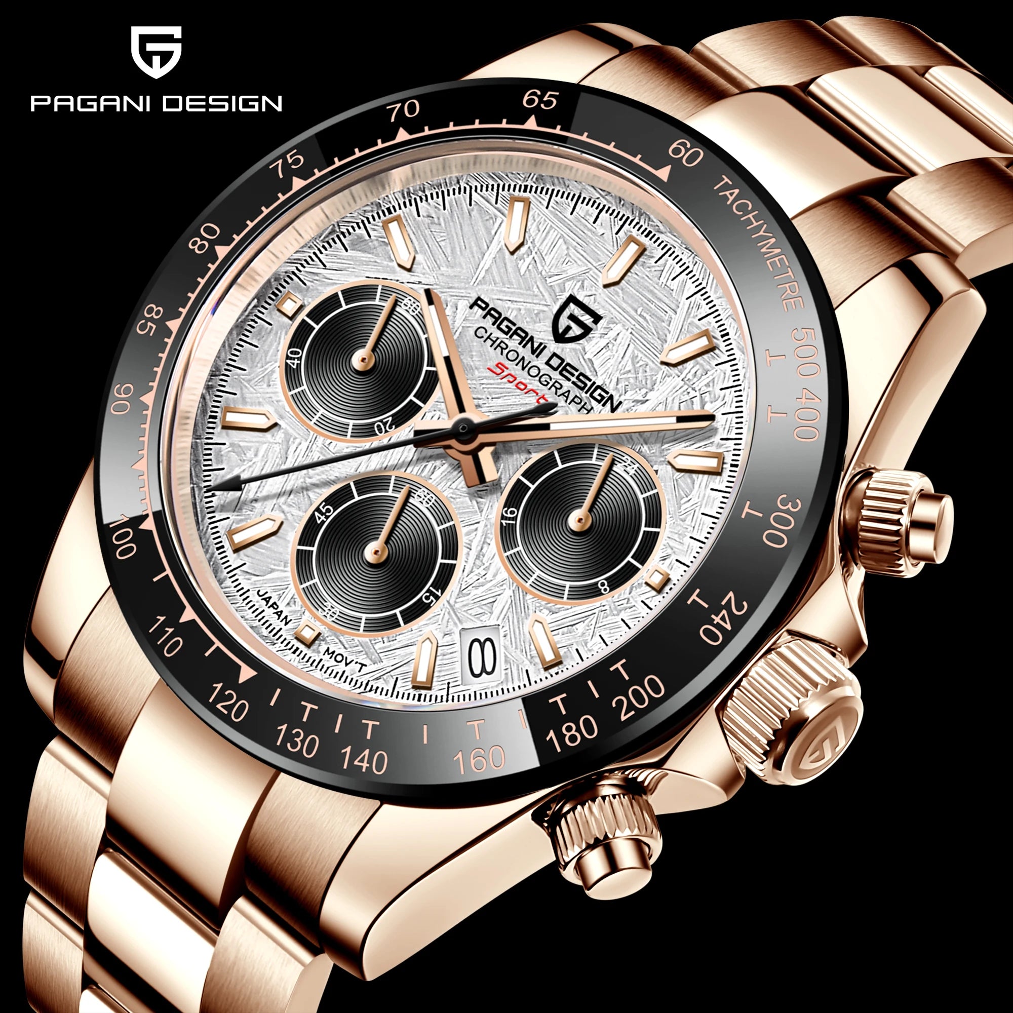 PAGANI DESIGN 2025 New Men's Watches Luxury Rose Gold Quartz Watch For Men 100M Waterproof Sports Chronograph Wristwatch Men