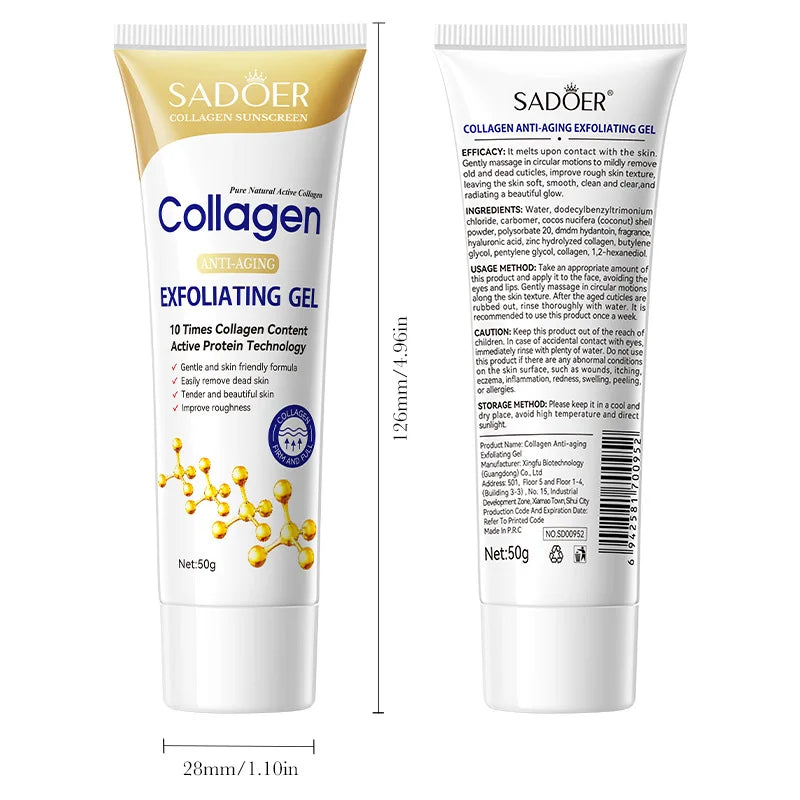 SADOER Collagen Exfoliating Face Gel Anti-Aging Creams Moisturizing Deep Cleansing Exfoliator Face Wash Facial Cleanser
