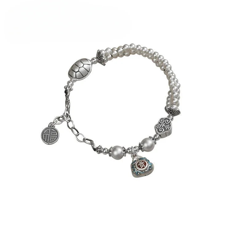Original New Style Pure Silver 999 Fujia Hand Silver Necklace Ethnic Style Gift For Girlfriend Girlfriends' Gift