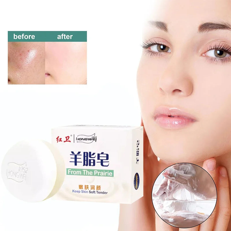 Handmade Lanolin Facial Soap Brighten Face Wash Soothing Facial Cleanser Moisturizing Oil Control Exfoliating Body Bathing Soap