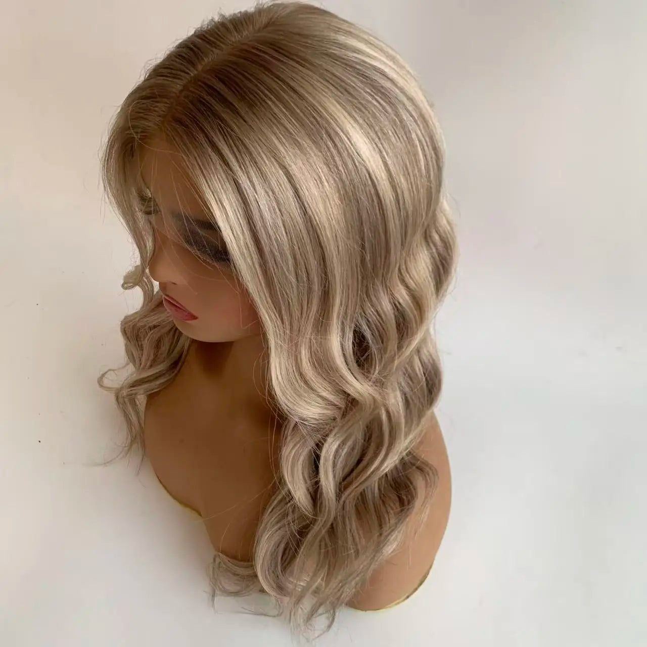 Ash Blonde Silk Top Silicone Cap Medical Gluless Wig Replacement European Human Hair For Alopecia Or Cancer
