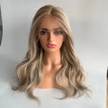 Ash Blonde Silk Top Silicone Cap Medical Gluless Wig Replacement European Human Hair For Alopecia Or Cancer