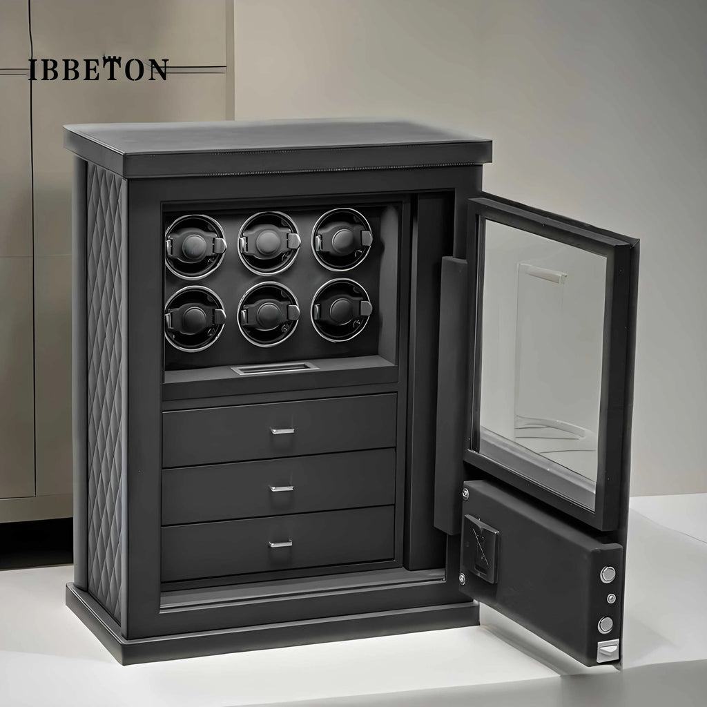 IBBETON Watch Winder Explosion proof glass watch box, safe, mechanical watch safe, watch changer, anti-theft storage cabinet