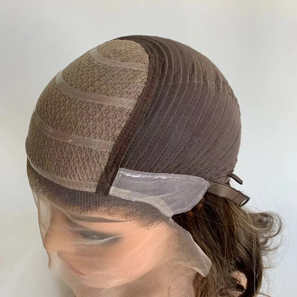 Ash Blonde Silk Top Silicone Cap Medical Gluless Wig Replacement European Human Hair For Alopecia Or Cancer