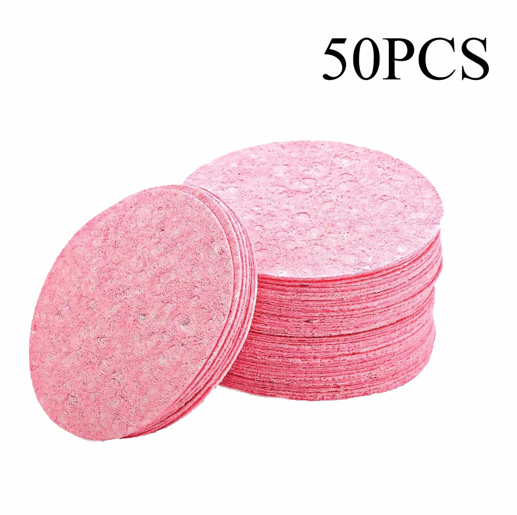 50PCS Compressed Face Wash Puff Natural Wood Pulp Sponge Foaming Face Puff Cosmetic Puff Face Cleansing Sponge