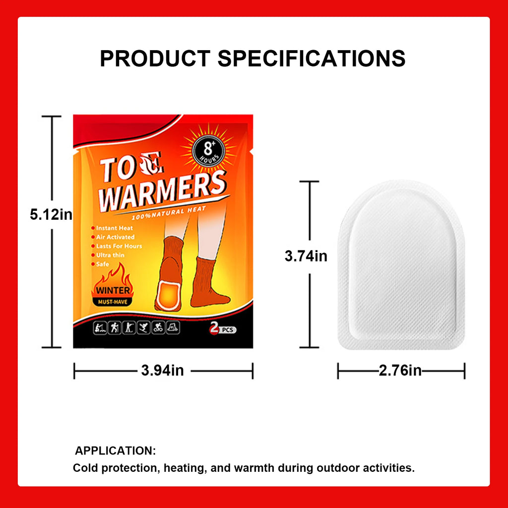 20 Pair Toe Warmers Up To 8 Hours of Heat Foot Warmers Easily Apply with Adhesive Disposable Feet Warmers for Cold Weather