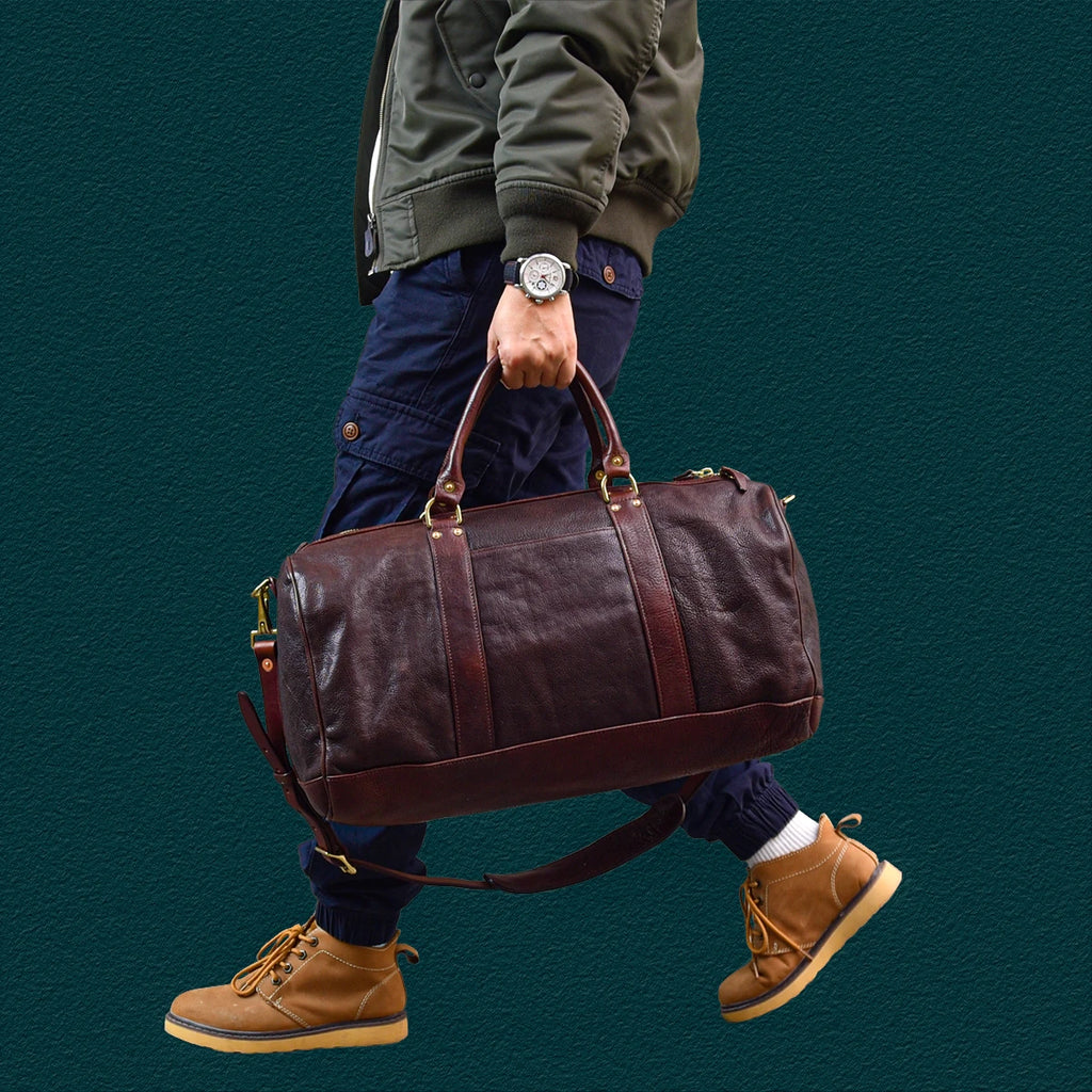PNDME fashion designers handmade genuine leather men's large-capacity travel bags outdoor fitness cow leather storage handbag