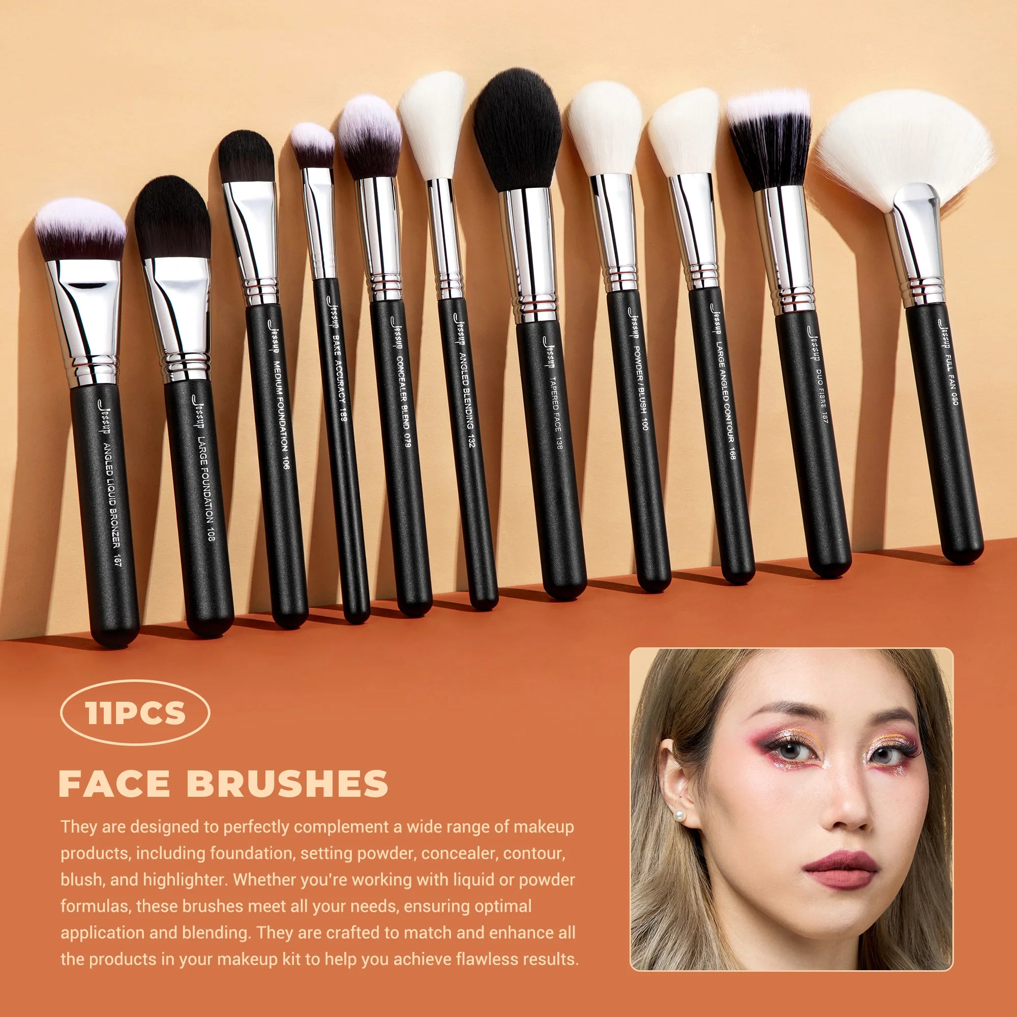 Jessup Professional Makeup Brushes Set 35pcs, Synthetic Foundation Contour Powder Eyeshadow Line Brow Lip Brush Eyebrow T342