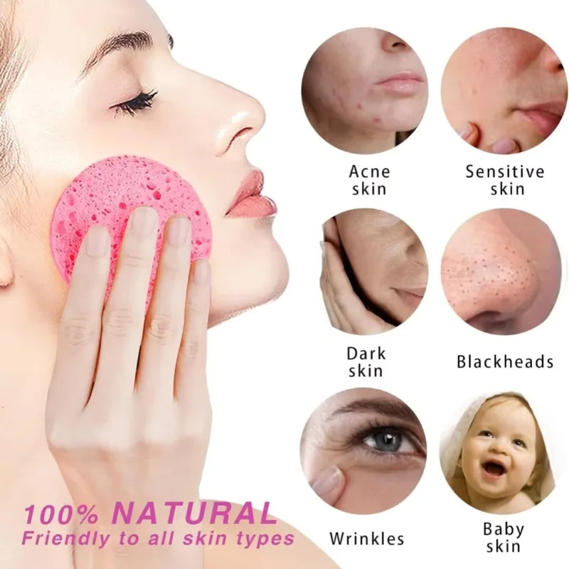 50PCS Compressed Face Wash Puff Natural Wood Pulp Sponge Foaming Face Puff Cosmetic Puff Face Cleansing Sponge