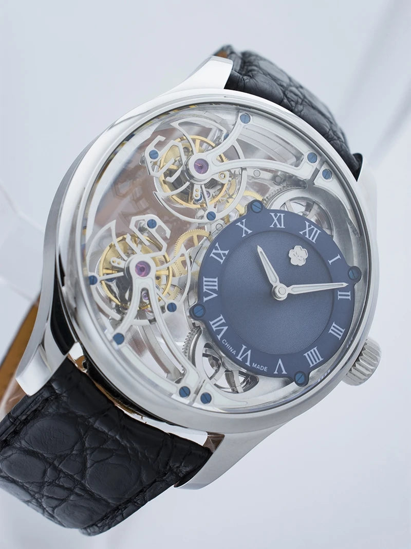 Men's Limited Edition Watch Front and Back Double Tourbillon Flying Suspension Watch Men's Luminous Mechanical Watch Steel