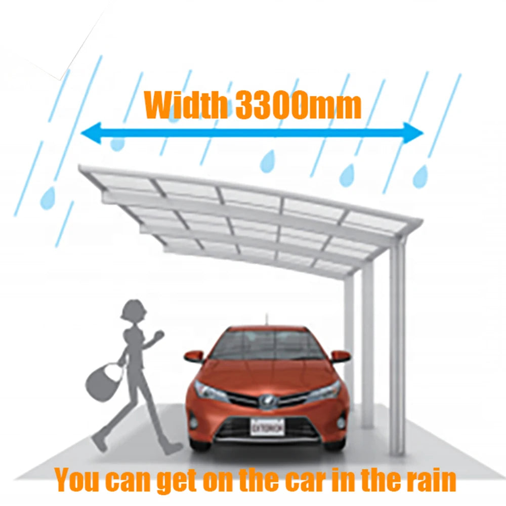Luxury Carport with Aluminum Alloy Frame Windproof & Waterproof Polycarbonate Canopy for Car Parking for Patio Use