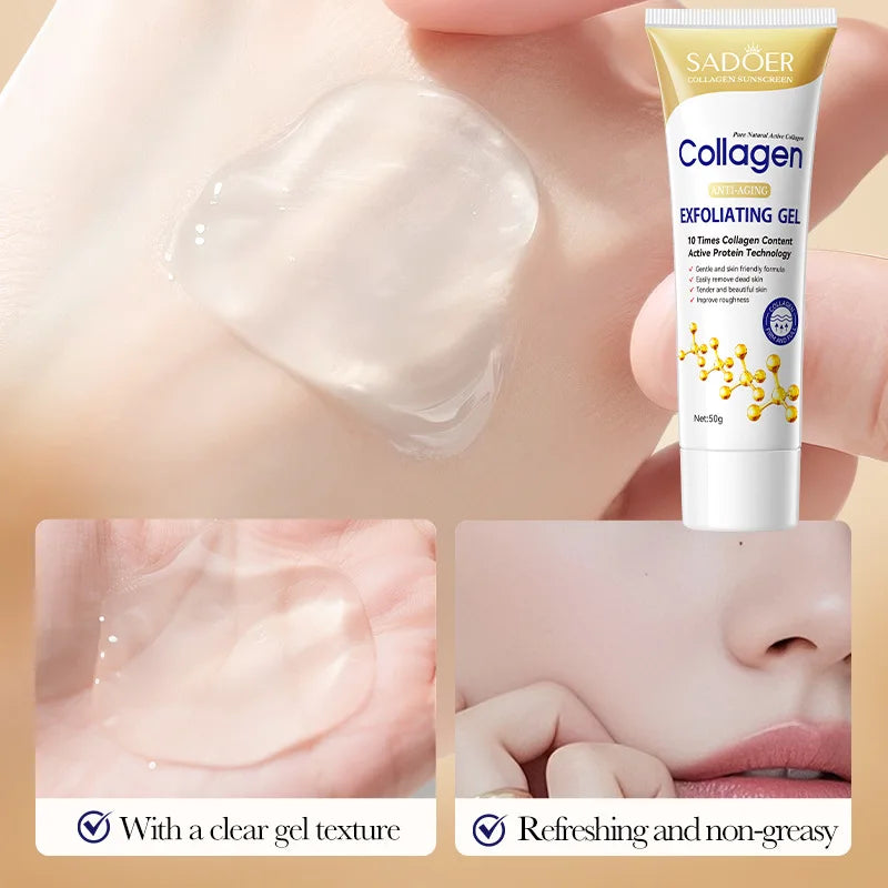 SADOER Collagen Exfoliating Face Gel Anti-Aging Creams Moisturizing Deep Cleansing Exfoliator Face Wash Facial Cleanser