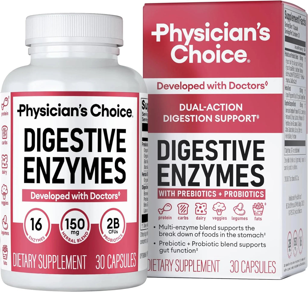 Digestive Enzymes - Multi Enzymes, Bromelain, Organic Prebiotics & Probiotics for Digestive Health & Gut Health