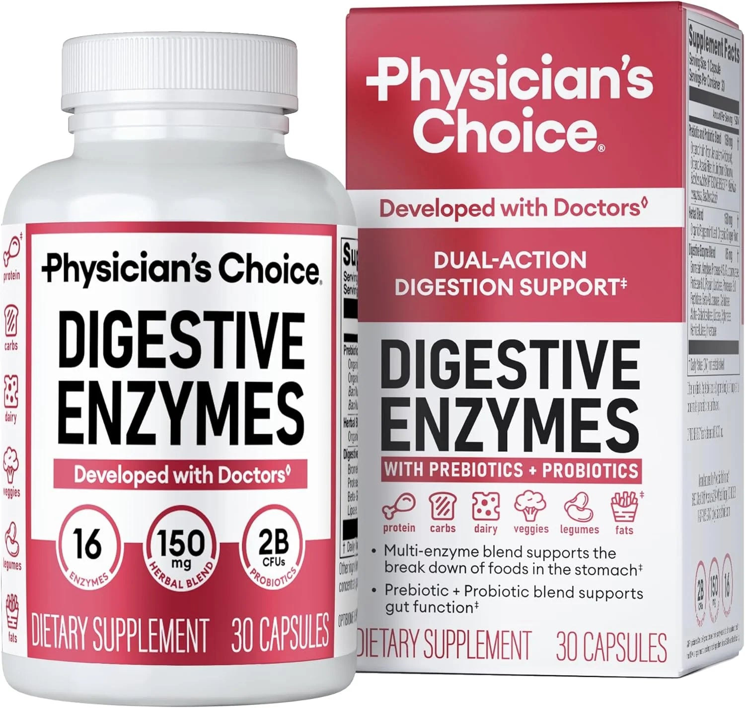 Digestive Enzymes - Multi Enzymes, Bromelain, Organic Prebiotics & Probiotics for Digestive Health & Gut Health