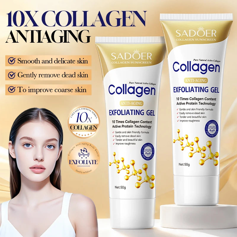 SADOER Collagen Exfoliating Face Gel Anti-Aging Creams Moisturizing Deep Cleansing Exfoliator Face Wash Facial Cleanser