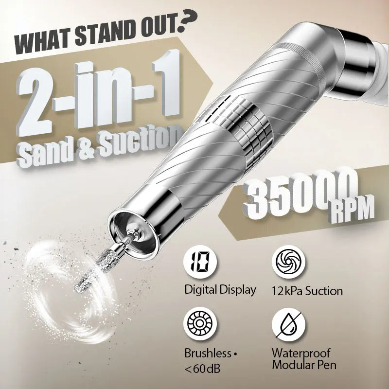 New Design 2-in-1 240W Electric Buit-in Dust Extractor Nail Drilling Tool for Manicure Pedicure Salon