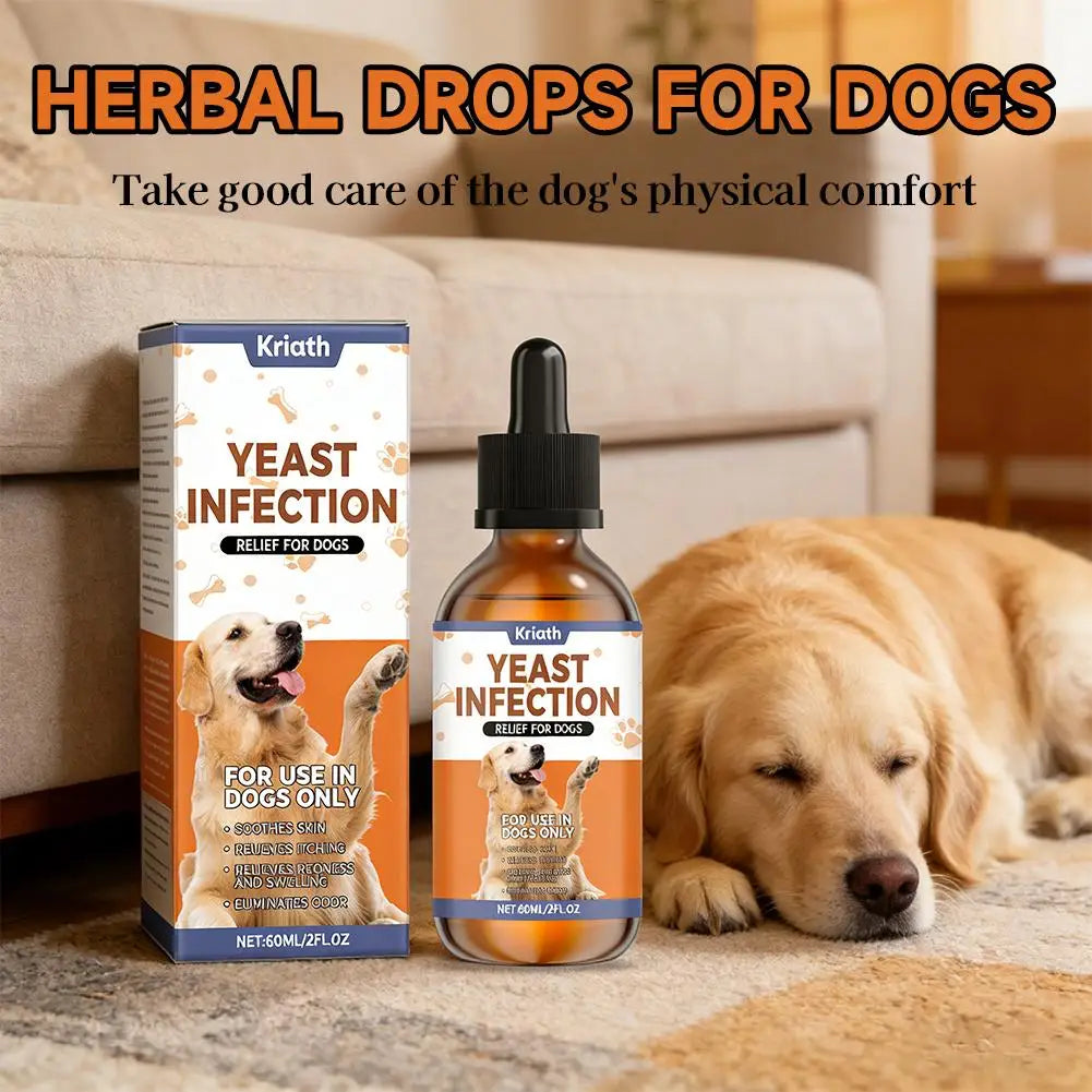 Dog Yeast Infection Treatment Drops Chicken Flavor Herbal Skin Care Relieve Itching Redness Swelling Odor Eliminator For Dogs