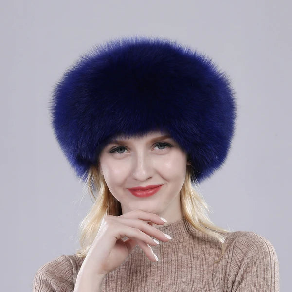 New Real fox fur hat Women winter genuine ethnic style mongolian hat Girls outdoor warm ear protection 100% real fox fur hat