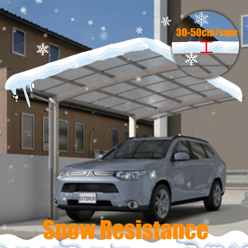 Luxury Carport with Aluminum Alloy Frame Windproof & Waterproof Polycarbonate Canopy for Car Parking for Patio Use