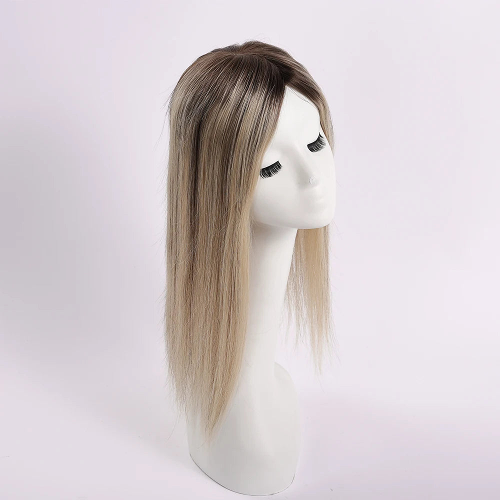 Virgin Toupee for Women Hair straight 5.5x6 Inch Ombre Color European Hair Pieces 4 Clips in 12-18Inch Wig Toupee Human Hair