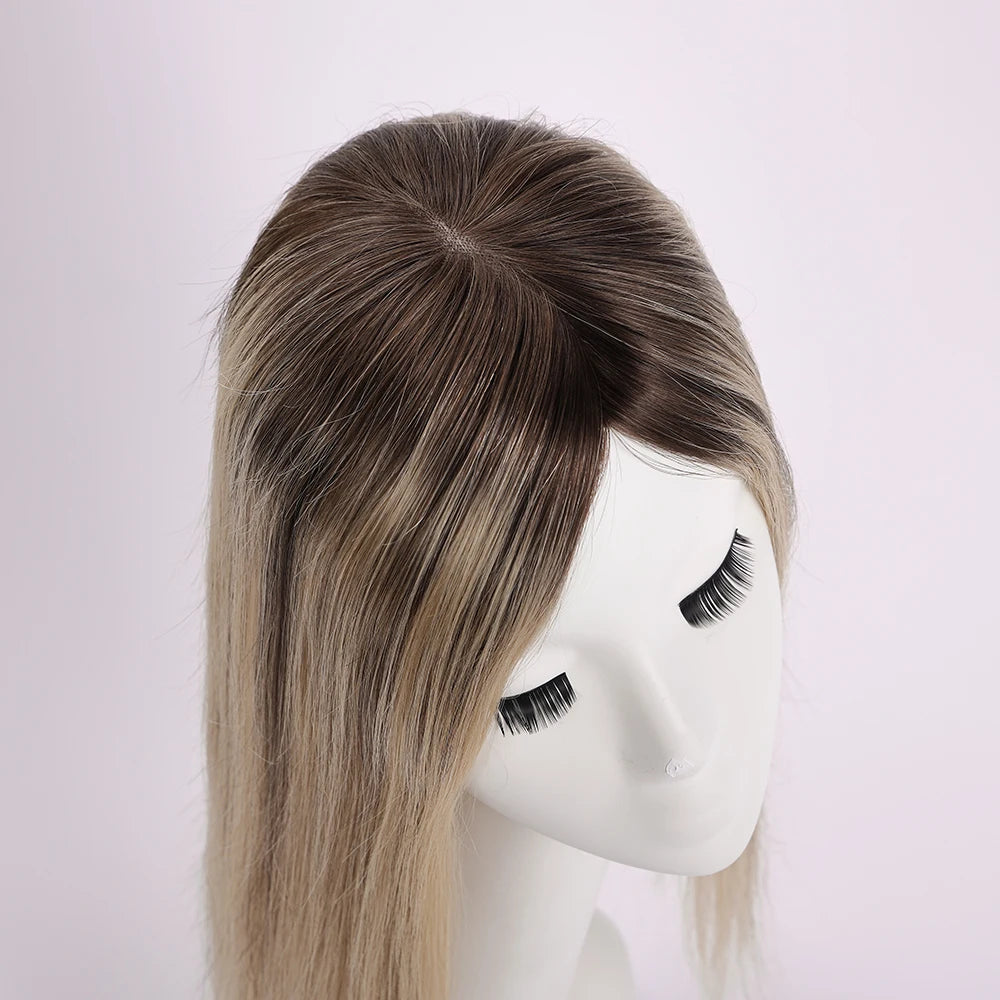 Virgin Toupee for Women Hair straight 5.5x6 Inch Ombre Color European Hair Pieces 4 Clips in 12-18Inch Wig Toupee Human Hair