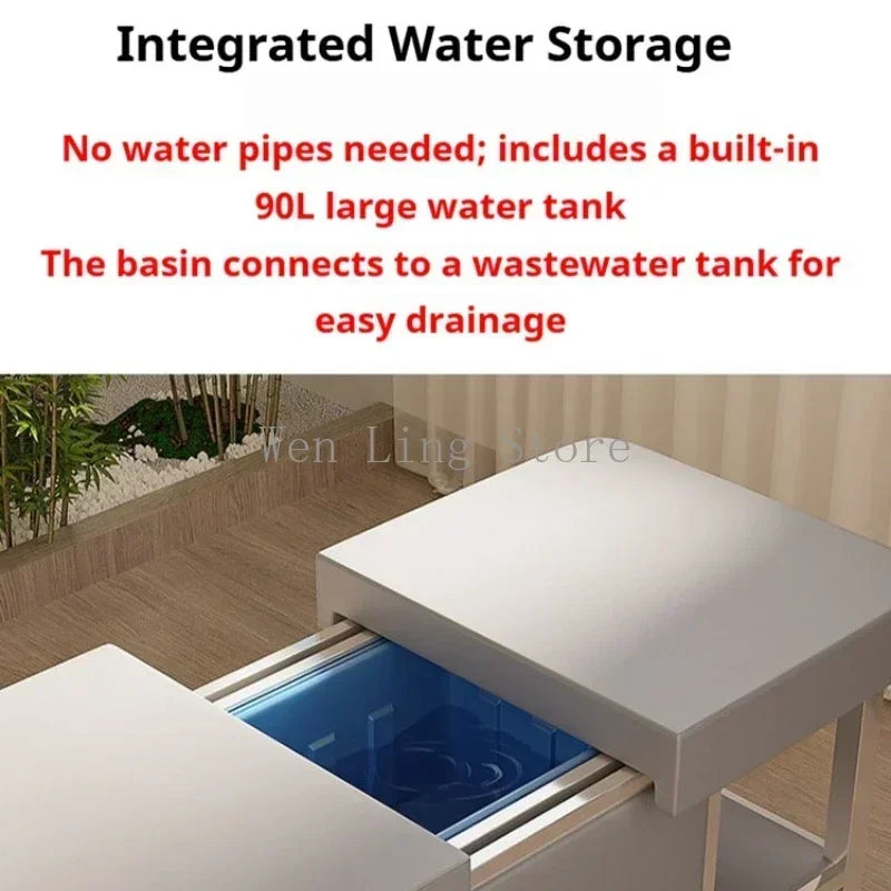 2025 Professional 90L Water Tank Hair Washing Massage Table Shampoo Bowl Bed Spa Heated Head Water Therapy Bed Shampoo Bed