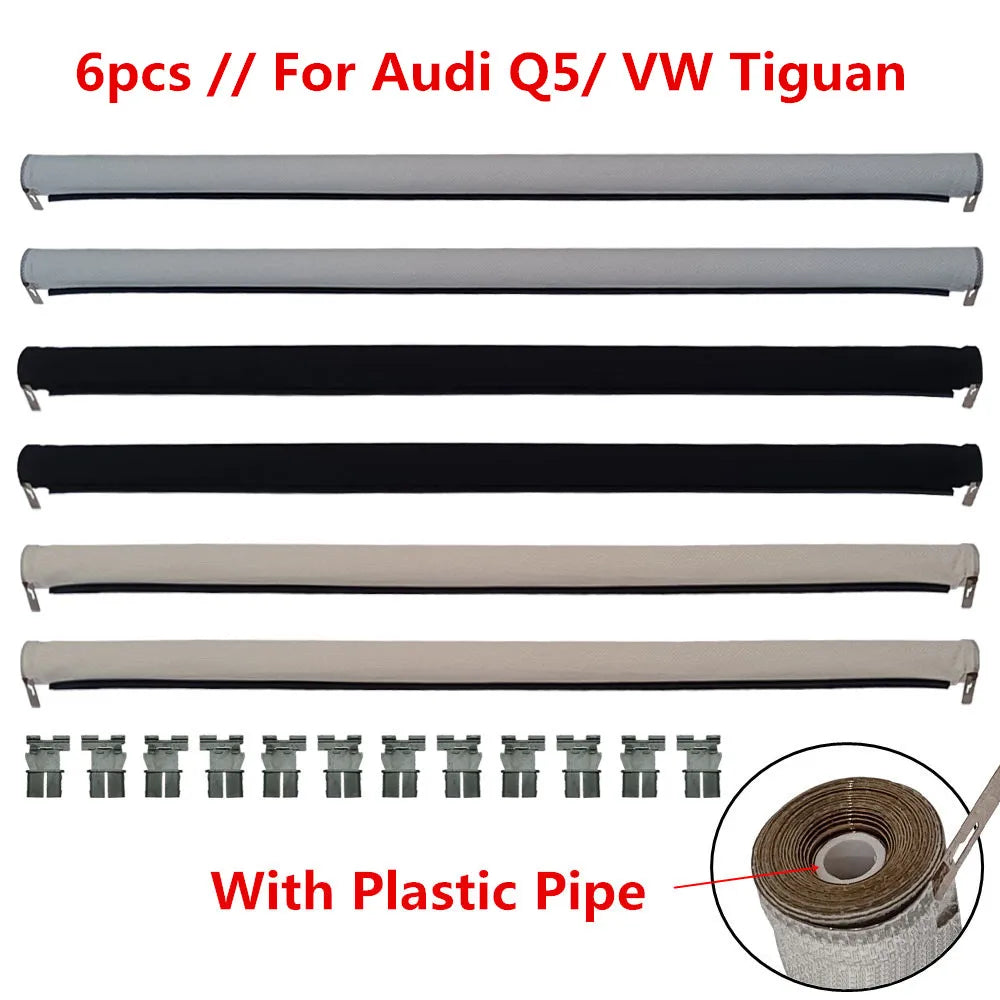 6pcs Car Panorama Sunroof Sunshade Curtain For Audi Q5/VW Tiguan Variant Touran Golf Passat Sharan Touran With Plastic Pipe