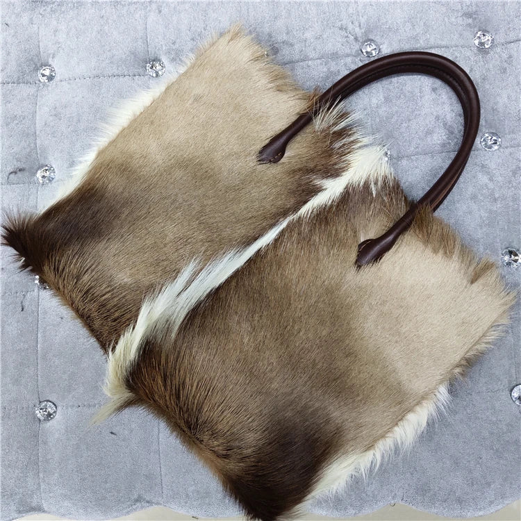 Tote Bag Women's Wool Cashmere Turf Leather Handle Contrast Color Handbag 2025 Luxury Brand High-end Large Capacity Shoulder Bag