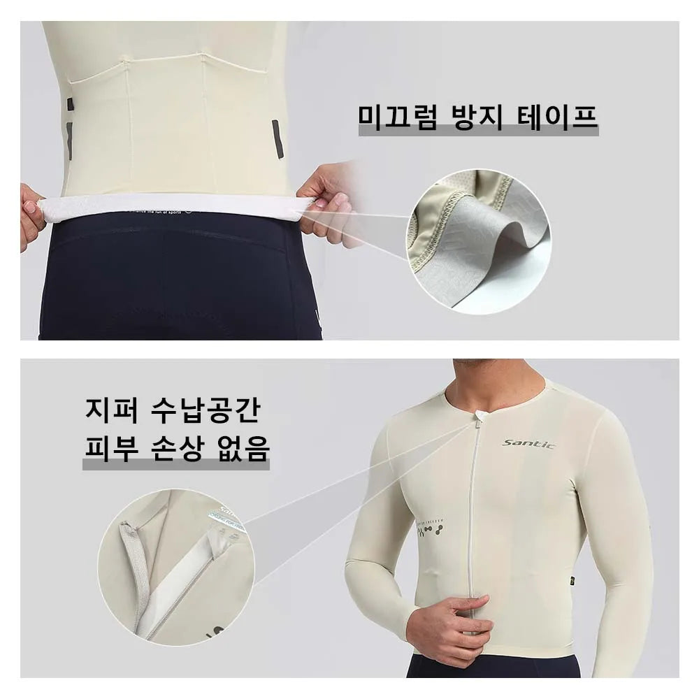 Santic Summer Men's Cycling Jerseys Breathable Long Sleeve Bike Jerseys Sunscreen  Professional Cycling Jerseys TM25C01182