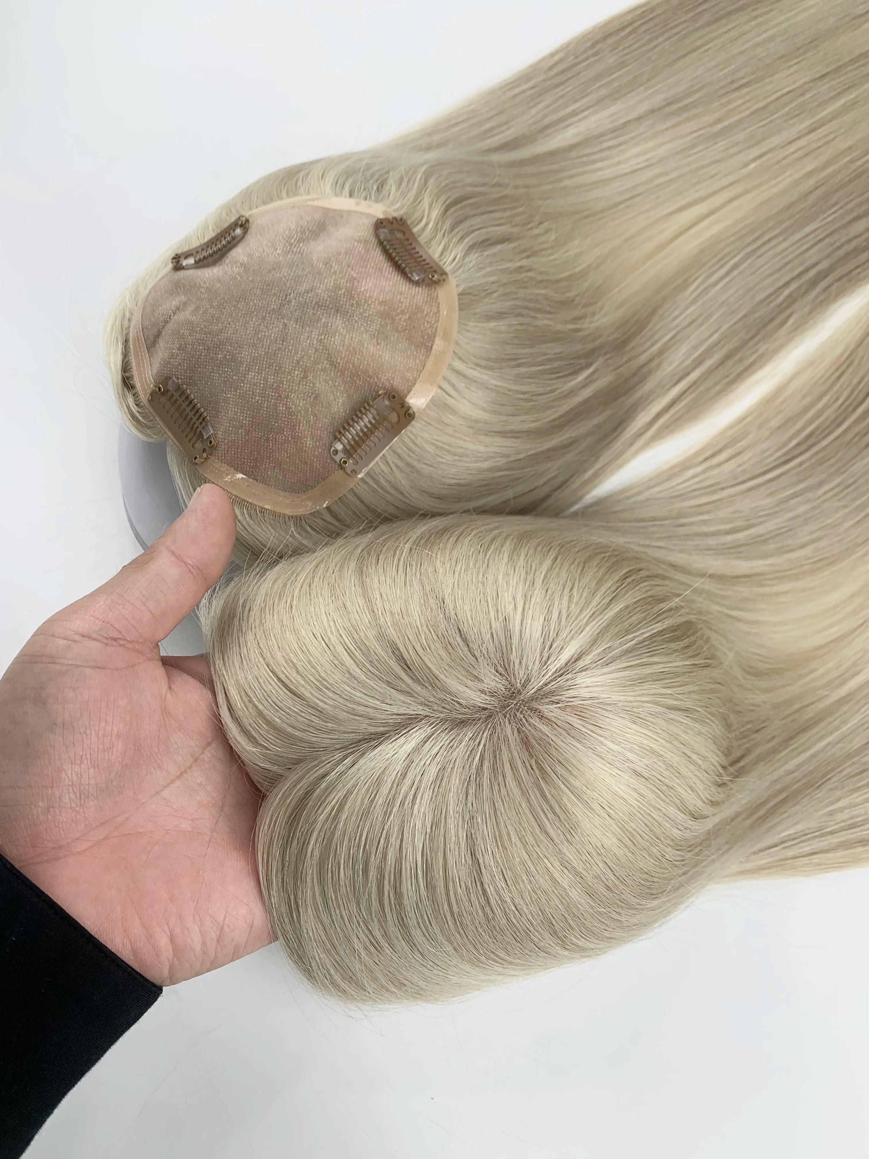 High-End Virgin Hair Topper | Monofilament Base | Dense Coverage | No Shedding | Custom Color & Size Options
