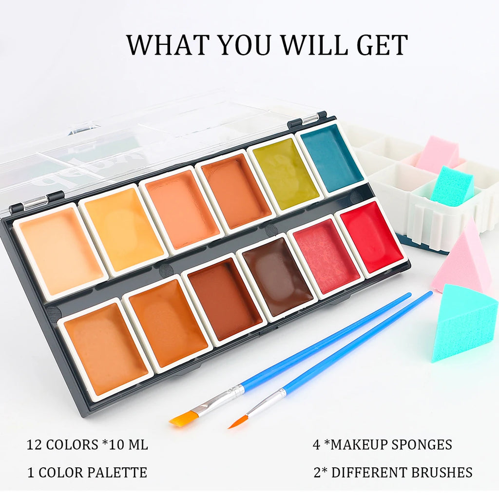 Depvision Alcohol Activated Face Paint SFX Makeup 12 Color for Special Effects Wound Bruise Waterproof Professional Artist