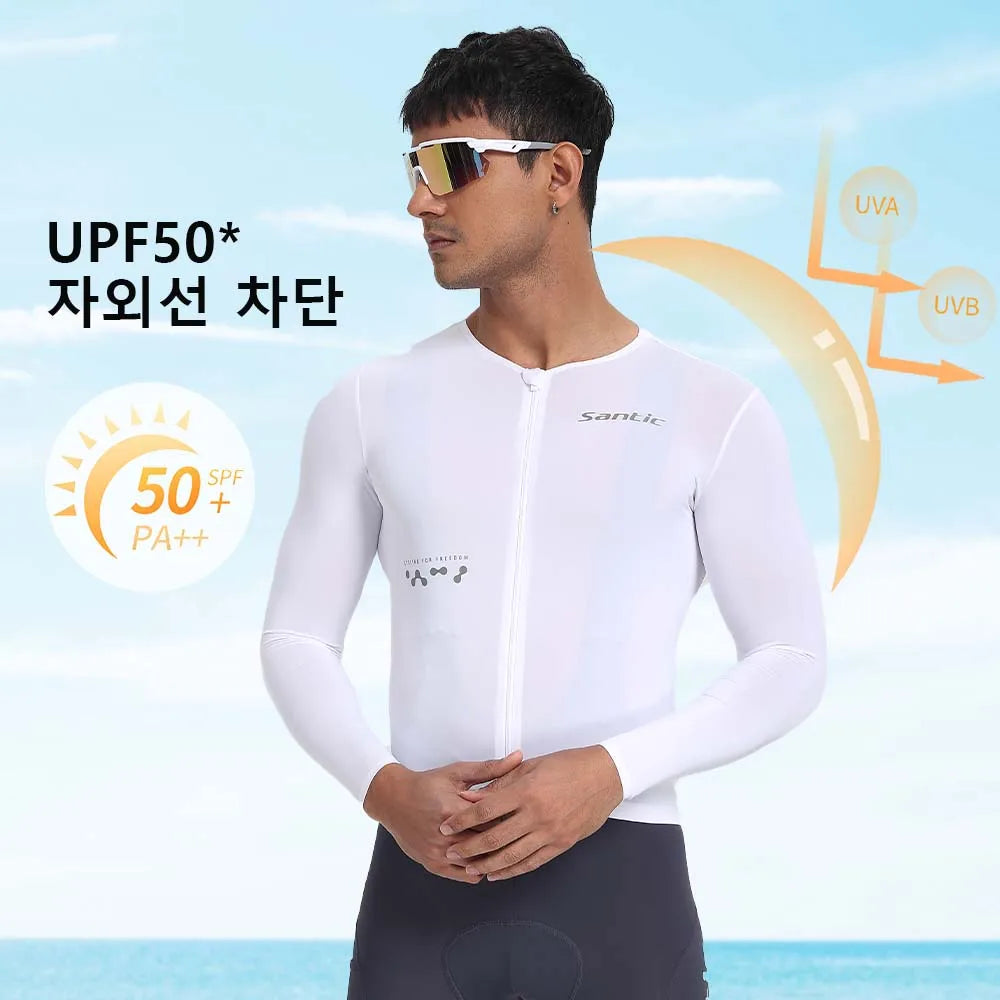 Santic Summer Men's Cycling Jerseys Breathable Long Sleeve Bike Jerseys Sunscreen  Professional Cycling Jerseys TM25C01182
