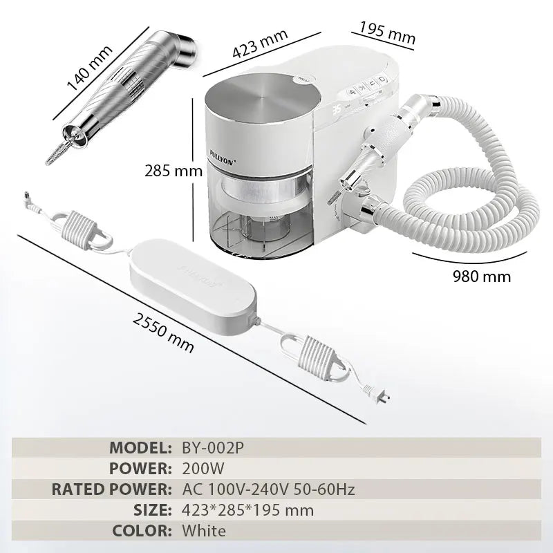New Design 2-in-1 240W Electric Buit-in Dust Extractor Nail Drilling Tool for Manicure Pedicure Salon