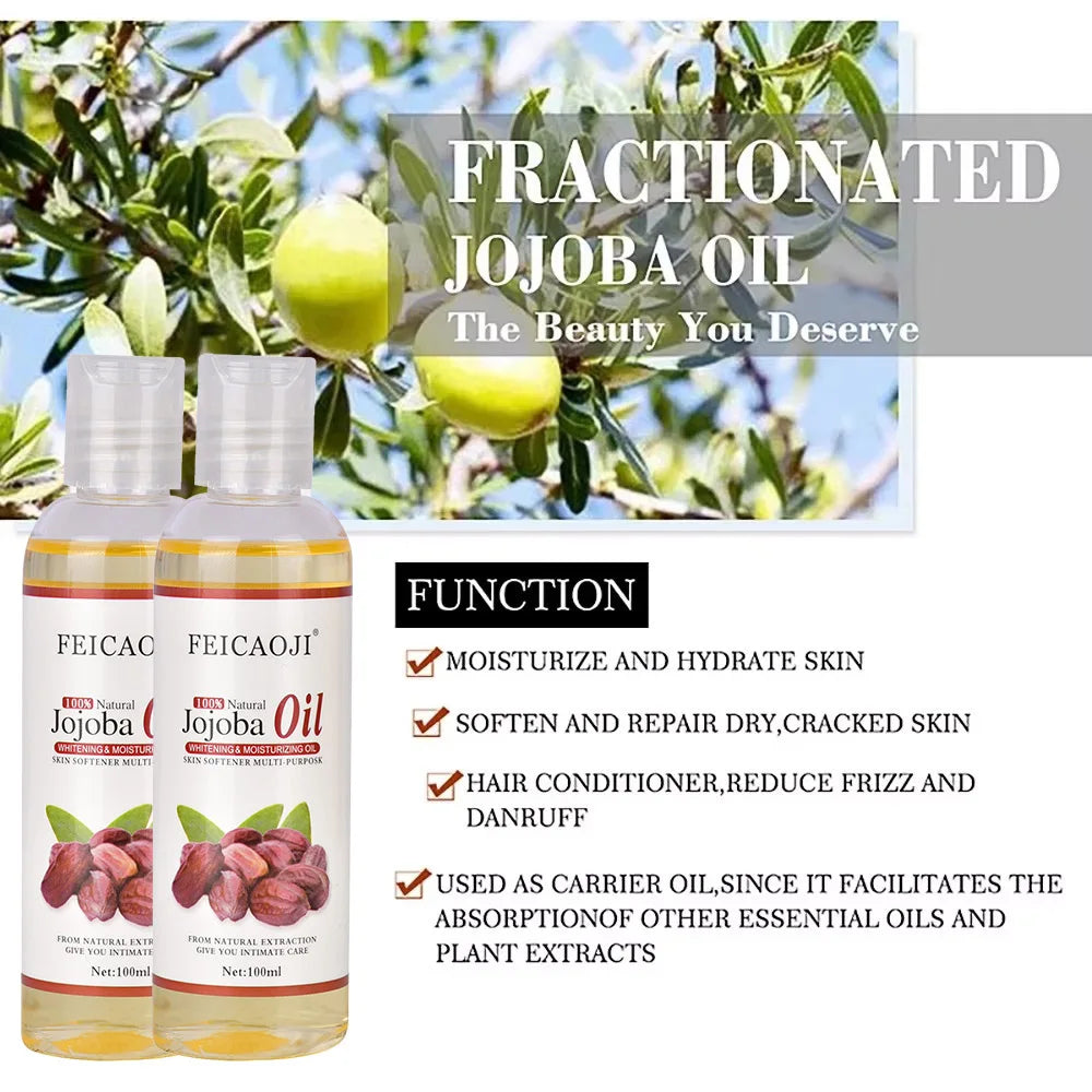 100ml Jojoba Body Oil Essential Oil Pure Natural Plant Oil Moisturizing Spa Scraping Massage Oil Health Care Skin Care Body Care
