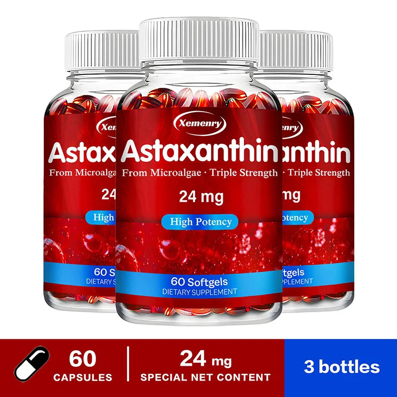 Astaxanthin 24mg - Promotes Cardiovascular Health & Accelerates Metabolism Supporting Eye, Joint & Skin Health