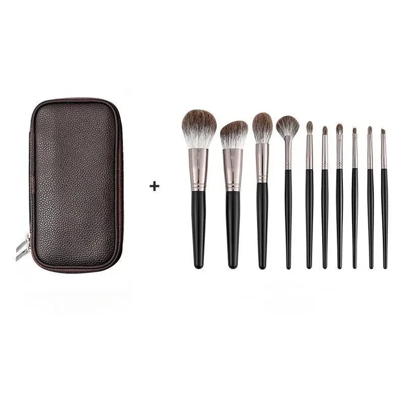 10pcs Makeup Brush Set - Premium Fox Hair Powder/Blush/Concealer Brushes,Anti-Aging Cosmetic Tools with Ergonomic Handles