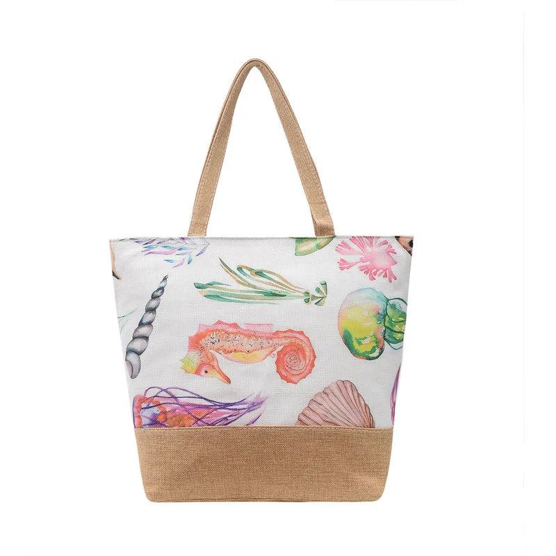 50Pcs/Lot Fashion Canvas Bag Simple Women's Shoulder Tote Pouch large Capacity Women's Portable Shopping Bag Wholesale