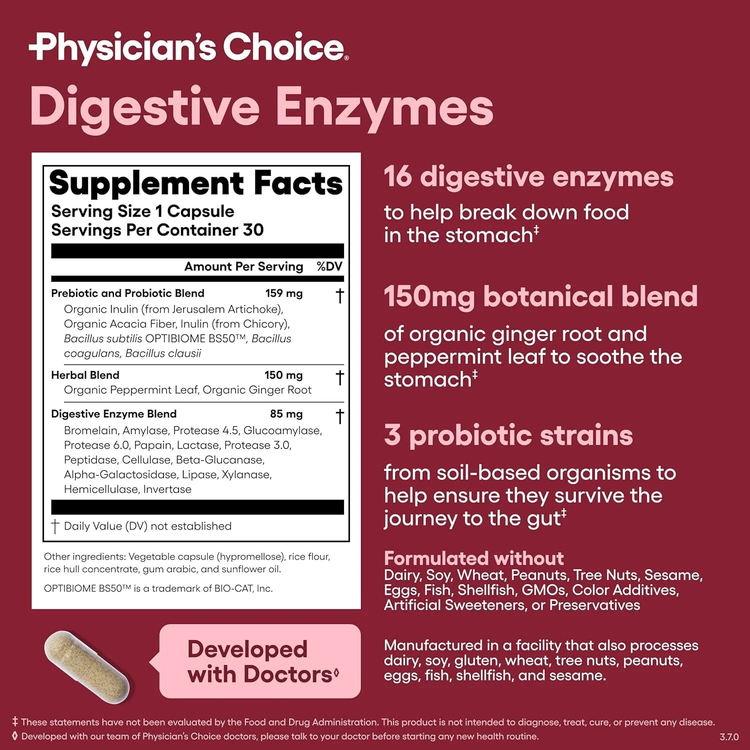 Digestive Enzymes - Multi Enzymes, Bromelain, Organic Prebiotics & Probiotics for Digestive Health & Gut Health