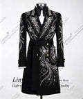 Shiny Crystal Beaded Men Suits Customized Long Coat Wedding Party Tuxedo 1Pieces Groom Male Blazers ropa hombre veste homme luxe